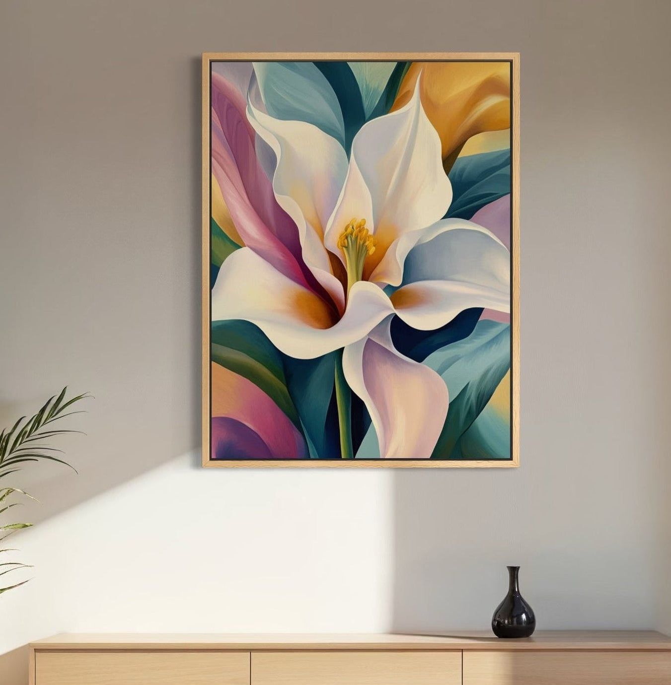 Botanische Blume mit hellen Farben leicht abstrakt