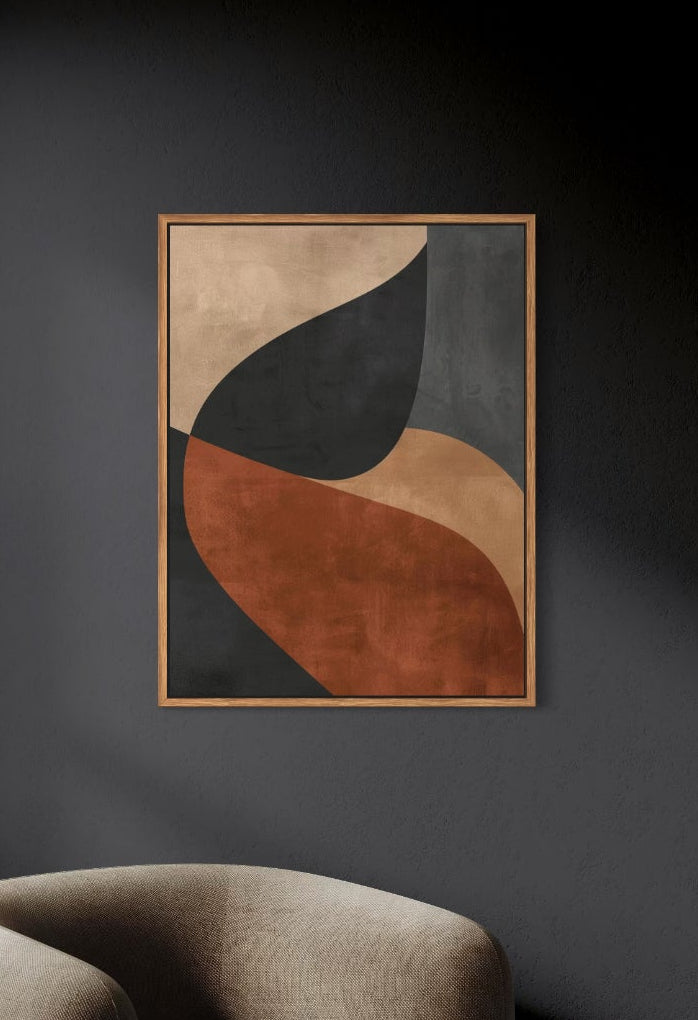 Abstrakte Kunst mit braun, beige und leicht schwarzen Farben